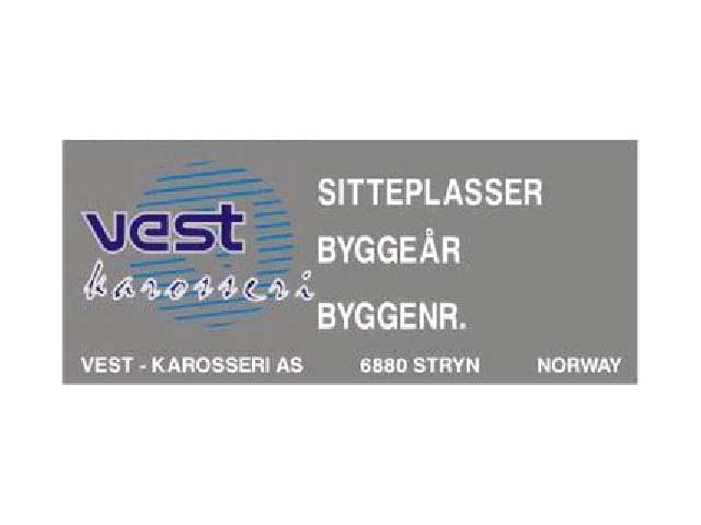 SKILT BYGGNUMMER-SKILT VEST KAROSSERI - Trykk p bildet for  lukke