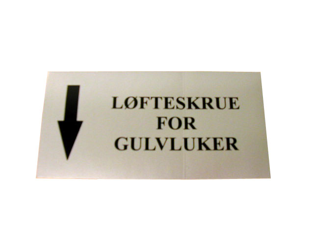 SKILT LFTESKRUE FOR GOLVLUKE - Trykk p bildet for  lukke