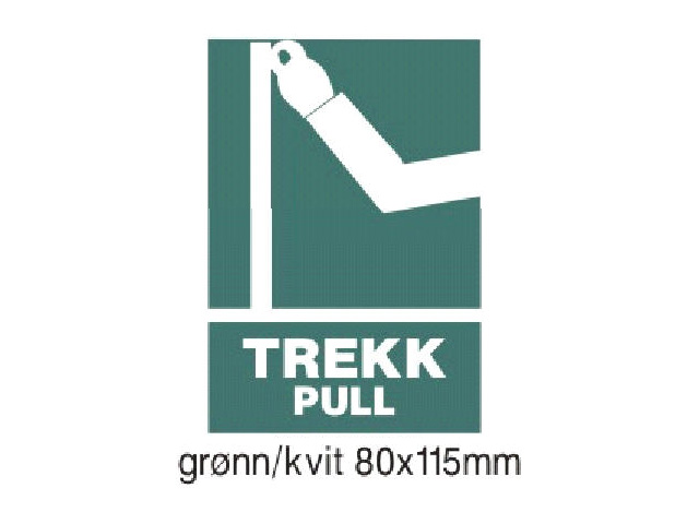 SKILT NDUTGANG "TREKK/PULL (+ ARM)" - Trykk p bildet for  lukke