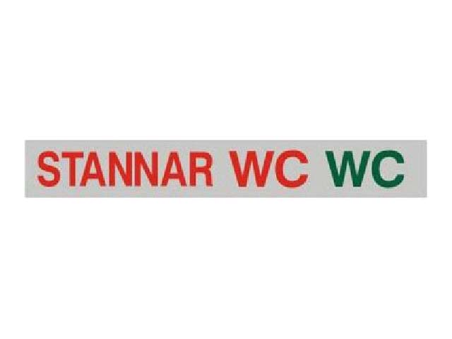 SKILT SVENSK:"STANNAR WC WC" (FOR BELYSNING) - Trykk p bildet for  lukke