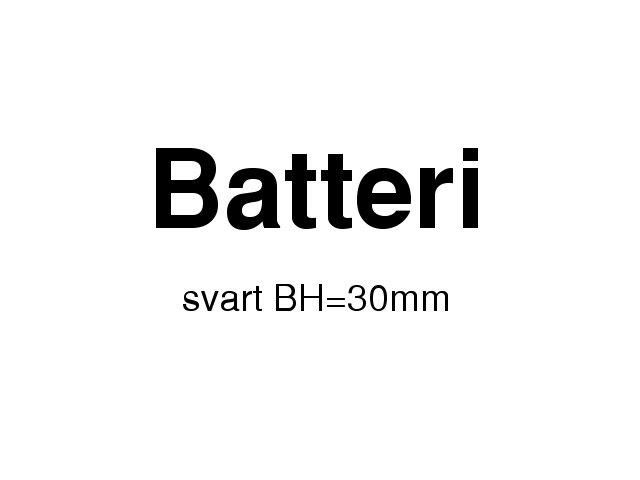 SKILT "BATTERI" SORT - Trykk p bildet for  lukke